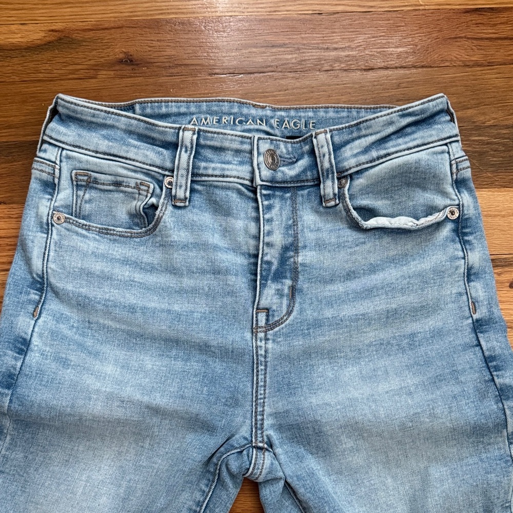 American Eagle High Rise Skinny Kick Distressed Jeans - Picture 2 of 5